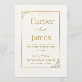 Elegante Invitación de Boda Floral Beige