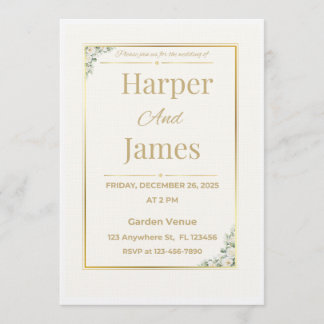 Elegante Invitación de Boda Floral Beige
