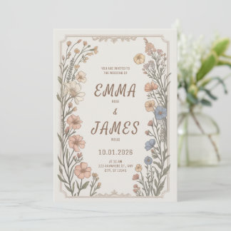 Elegante Invitación de Boda Floral Boho