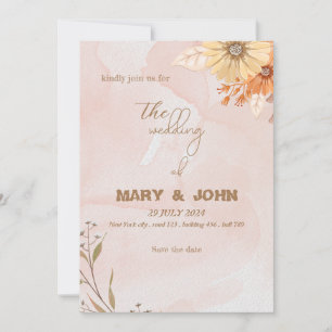 Elegante invitación de boda floral boho chic