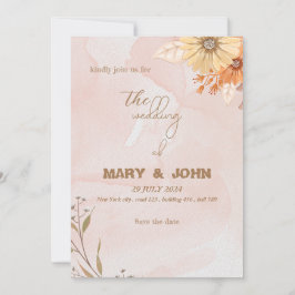 Elegante invitación de boda floral boho chic