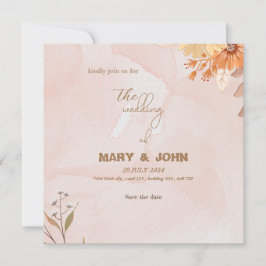 Elegante invitación de boda floral boho chic