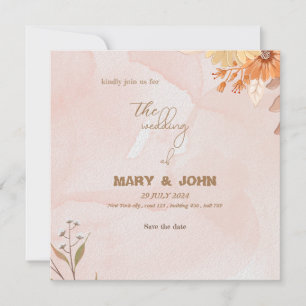 Elegante invitación de boda floral boho chic