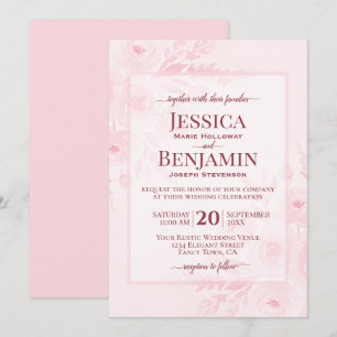 Elegante Invitación de Boda Floral Boho Chic Rosa 