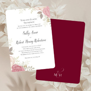 Elegante Invitación de Boda Floral Burgundy Person