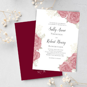 Elegante Invitación de Boda Floral Burgundy Person