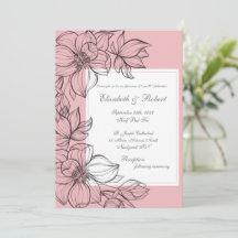 Elegante Invitación de boda floral con mano rosada
