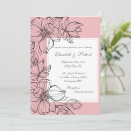 Elegante Invitación de boda floral con mano rosada