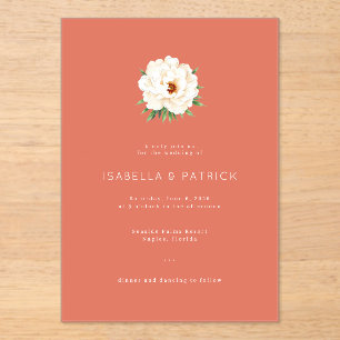 Elegante Invitación de Boda Floral Coral