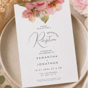 Elegante Invitación de Boda Floral Coral Rosa en A