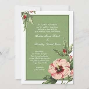 Elegante Invitación de Boda Floral de Hibiscus Vin