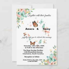 Elegante Invitación de Boda Floral de Mariposa con