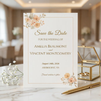 Elegante Invitación de Boda Floral de Melocotón pa