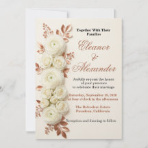 Elegante Invitación de Boda Floral de Oro Rosa Cob