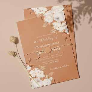 Elegante Invitación de Boda Floral de Terracota Bo