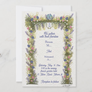 Elegante Invitación de Boda Floral Dibujada a Mano