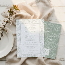 Elegante Invitación de Boda Floral Dibujada a Mano
