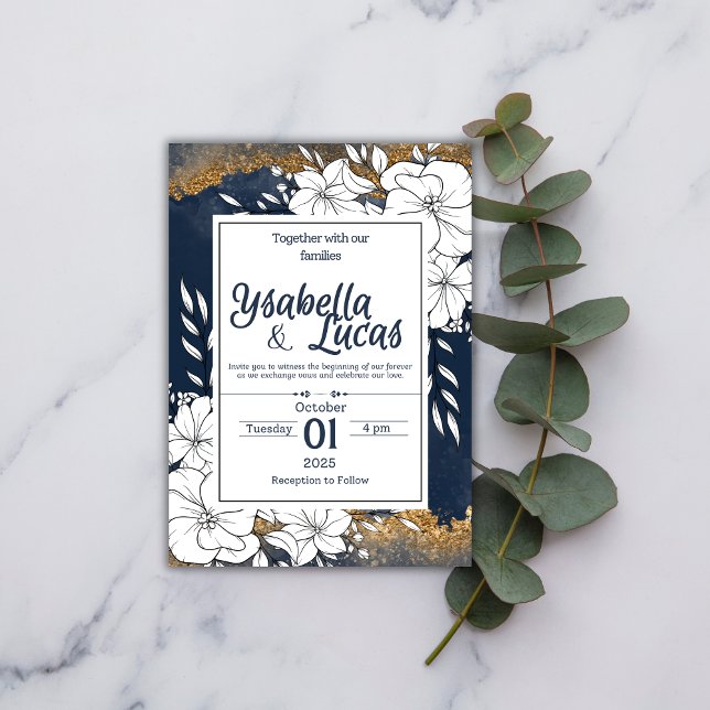 Elegante Invitación de boda floral dibujada a mano (Subido por el creador)