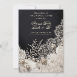 Elegante Invitación de Boda Floral en Blanco y Neg