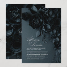 Elegante invitación de Boda floral en negro y plat