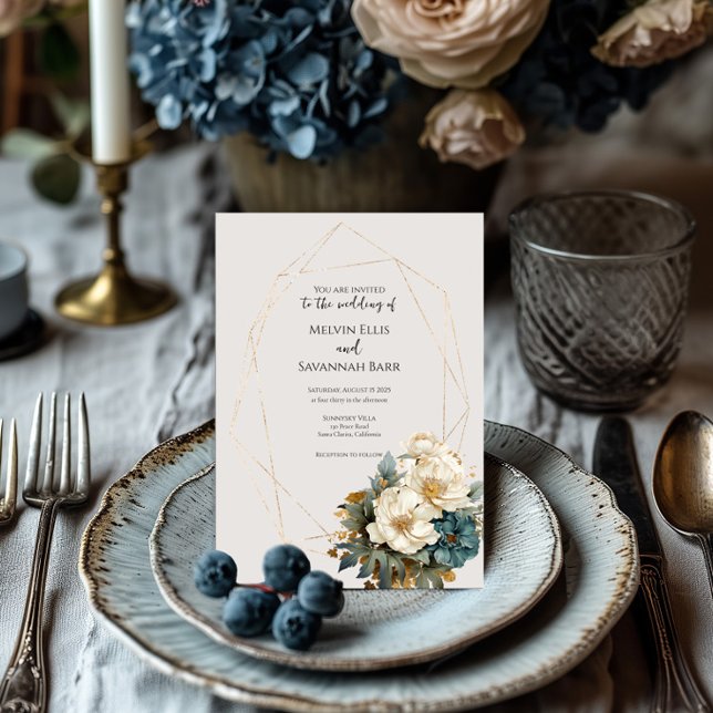Elegante invitación de boda floral escritura moder (Subido por el creador)