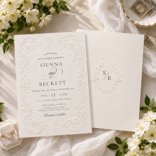 Elegante Invitación de Boda Floral Estilo Ornado e