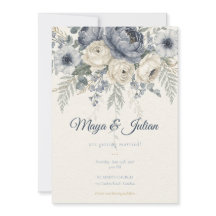 Elegante Invitación de Boda Floral Francesa con Pe