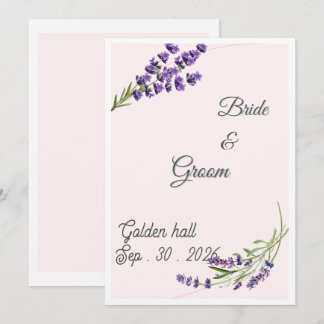 Elegante Invitación de Boda Floral Lavanda