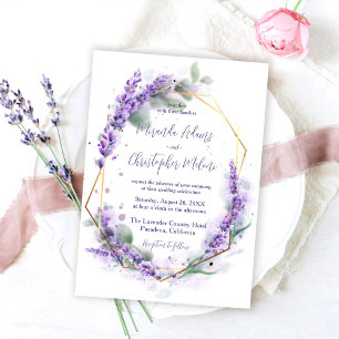 Elegante Invitación de Boda Floral Lila Morado Cal