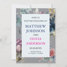 Elegante invitación de boda floral melancólica en 
