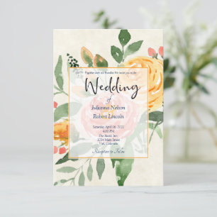 Elegante invitación de boda floral naranja