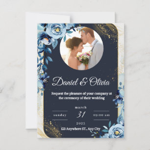 Elegante invitación de boda floral por postal