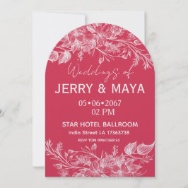 Elegante Invitación de Boda Floral Romántica Rosa