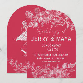 Elegante Invitación de Boda Floral Romántica Rosa