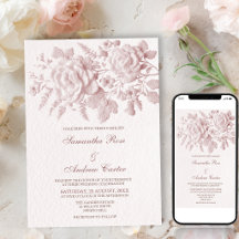 Elegante Invitación de Boda Floral Rosa Falso Rele