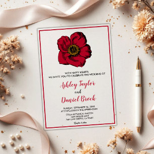 Elegante Invitación de Boda Floral Rústica Borgoña