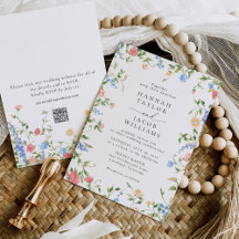 Elegante Invitación de Boda Floral Silvestre Boho