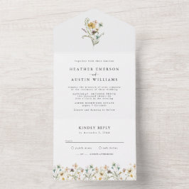 Elegante Invitación de Boda Floral Todo en Uno