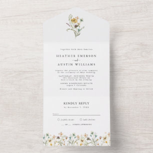 Elegante Invitación de Boda Floral Todo en Uno