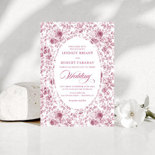 Elegante Invitación de Boda Floral Toile de Jouy