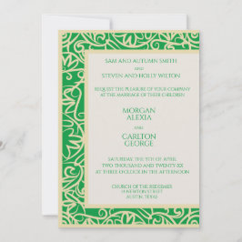 Elegante invitación de boda floral verde de primav