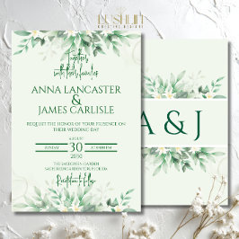 Elegante Invitación de Boda Floral Verde Salvia