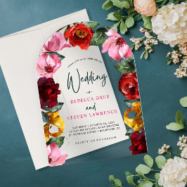 Elegante Invitación de Boda Floral Vintage con Arc