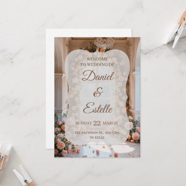 Elegante Invitación de Boda Floral | Weddi Editabl (Anverso/Reverso In Situ)