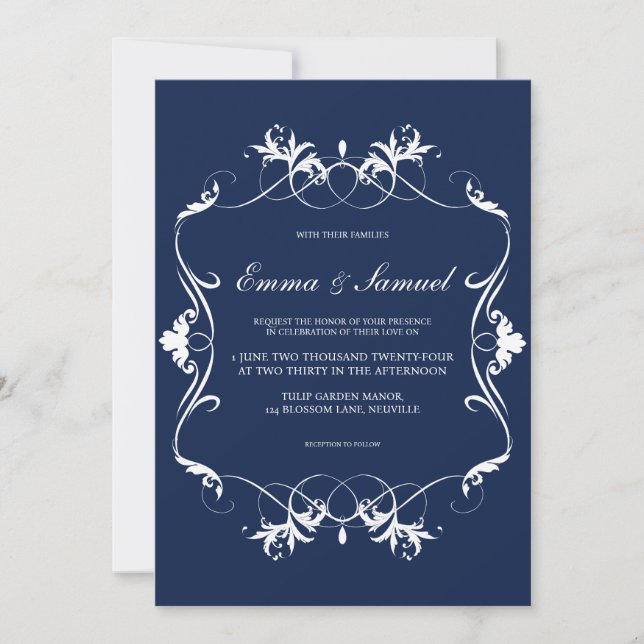 Elegante Invitación de boda floreciente (Anverso)