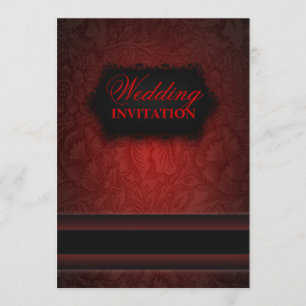 Elegante invitación de boda formal de damasco rojo
