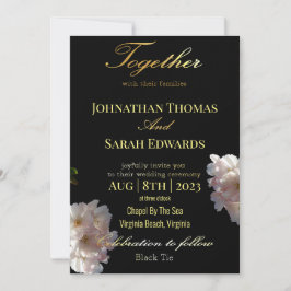Elegante Invitación De Boda Formal En Negro Y Oro
