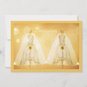 Elegante Invitación de Boda Gay Lesbiana de Oro