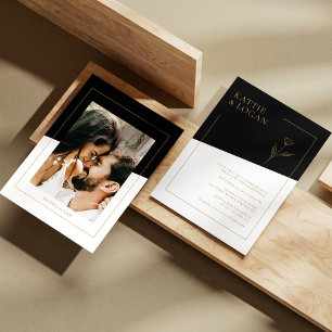 Elegante Invitación de Boda Geométrica con acento