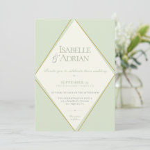 Elegante Invitación de Boda Geométrica Verde Salvi